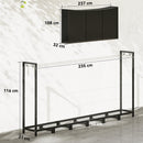 Legnaia da Esterno 235x31x116 cm con Telo Impermeabile e Struttura Regolabile in Metallo Nero      