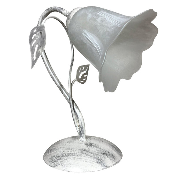 online Lampe 1xE14 Blanc Cadre Argenté Verre Éponge Blanc E-Energy Teresa