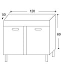 Mobile Sottolavello da Cucina 120x50x69 cm con 2 Ante in Nobilitato Teak 
