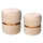 Lot de 2 Poufs de Rangement Ø35 cm et Ø39 cm en Tissu Velours Crème