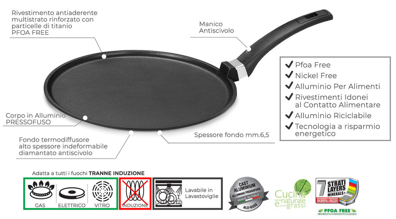 Set 4 Pezzi Bistecchiera + Piastra Multiuso in Alluminio Pressofuso Antiaderente Olympia Supreme