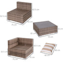 Set da Giardino Divano Modulabile e Tavolino in Rattan Grigio