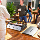 Piastra a Gas con 3 Bruciatori Potenza 7,5kW con Coperchio in Acciaio Smaltato Nero  