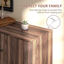 Credenza 2 Ante 3 Cassetti 127x40x76 cm in Legno e Truciolato Marrone e Nero