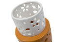 Vaso Arancione Ring Ø14x24,5 cm Porcellana Bianco e Arancione