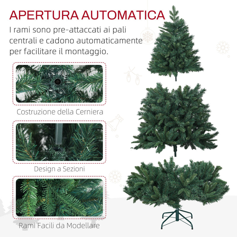 Albero di Natale Artificiale 180 cm 1061 Rami Realistico Verde 