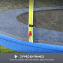 Rete di Protezione per Trampolini a 8 Pali con Ingresso con Cerniera Ø366x180 cm in PE Nero e Verde