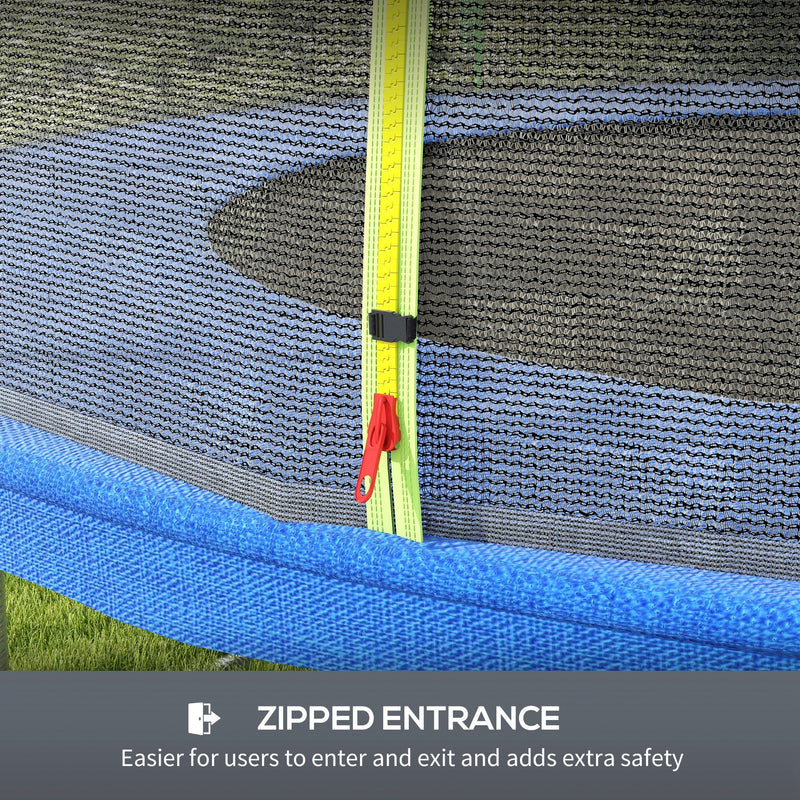 Rete di Protezione per Trampolini a 8 Pali con Ingresso con Cerniera Ø366x180 cm in PE Nero e Verde