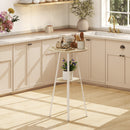 Tavolo Alto Rotondo Ø55x95 cm con Mensola per 2 Persone in Metallo e Melamina Naturale e Bianco      