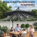 Ombrellone a Sbalzo 302x295x242 cm con Base a Croce in Metallo e Poliestere Grigio Scuro      