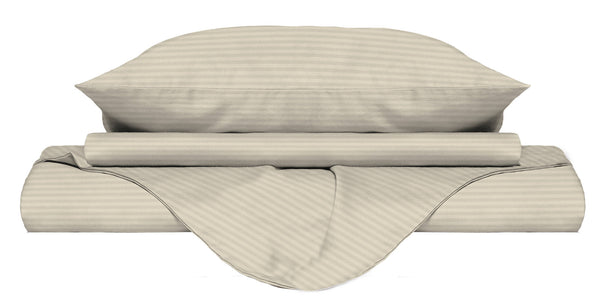 Housse de couette double avec sac et taies d'oreiller en satin de polyester gris tourterelle sconto