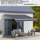 Telo di Ricambio per Tenda a Bracci Retrattile 347x240 cm  in Poliestere Anti UV Grigio  