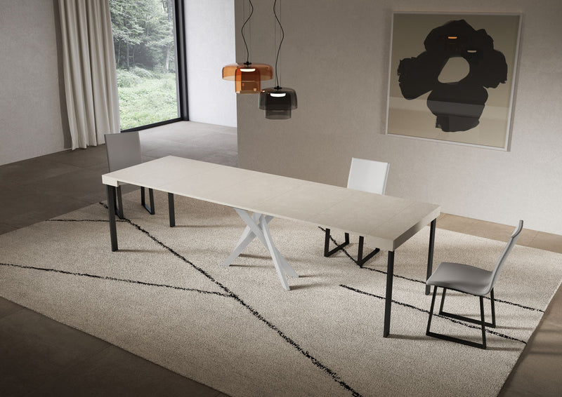 Consolle Allungabile 90-300x40x77 cm Saki Cashmere Gambe Bianche 