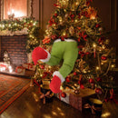 Decorazione per Albero di Natale a Gambe di Elfo 38x20 cm in Poliestere Imbottito Verde      