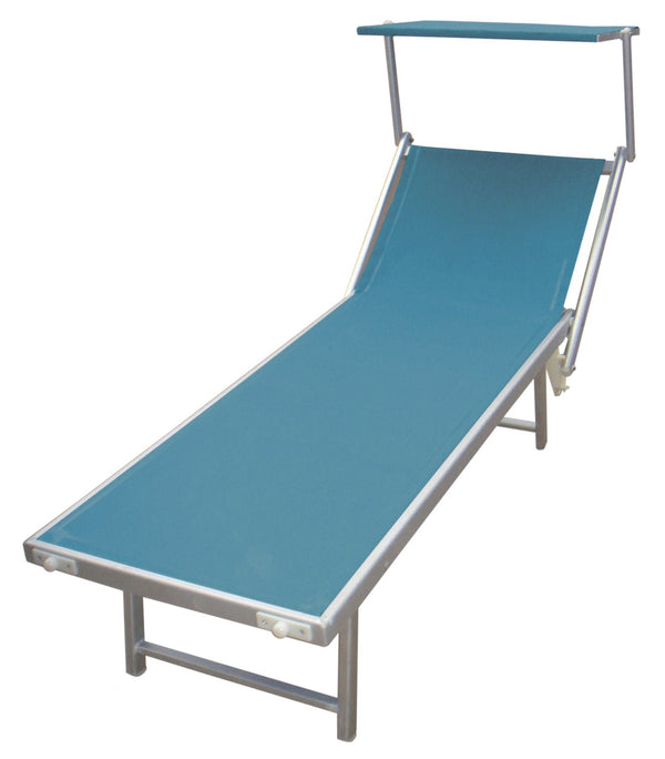 online Transat de jardin en métal et aluminium avec auvent bleu morille