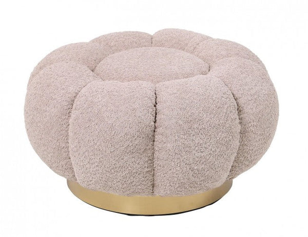 Pouf Ø 65x35 cm Florel in Bouclè Rosa Antico