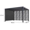 Pergola da Giardino 3,6x3 m in Alluminio con 4 Pannelli Moucharabieh e Tenda Laterale Grigio Antracite
