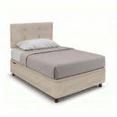 Letto Singolo Contenitore Imbottito Microfibra Sabbia BoxMax Testata Button Varie Misure