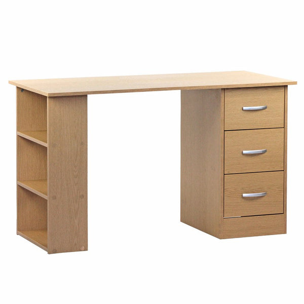 online Bureau 3 tiroirs 3 étagères 120x59x72 cm en bois de chêne MDF