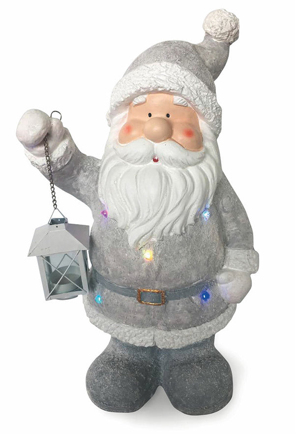 acquista Marionnette Père Noël Lumineuse 4 Led en Magnésie H48 cm Gris Soriani