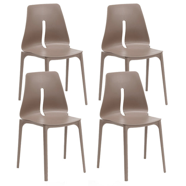 sconto Lot de 4 Chaises Empilables 85x50x51 cm en Polypropylène et Fibre de Verre Lisbon Tortora