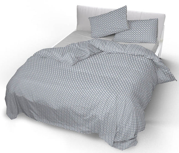 Housse de couette double avec taies d'oreiller imprimées en pur coton Maiden Grey prezzo