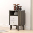 Set di 2 Comodini con 2 Cassetti e Vano Aperto 40x34x64 cm Grigio   