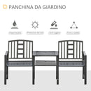 Panchina 2 Posti da Giardino 165x52x83 cm con Tavolino Nera