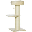 Tiragraffi per Gatti Alto 105 cm con Palo Graffiatoio in Sisal Cestino Pallina Sospesa in Peluche Beige      