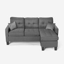 Divano 3 Posti con Pouf 186x138x91,5 cm in Poliestere Grigio