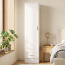 Armadio 40x52x170 cm Con Asta Appendiabiti e Cassetto Porta Abiti in Melamina Bianco      