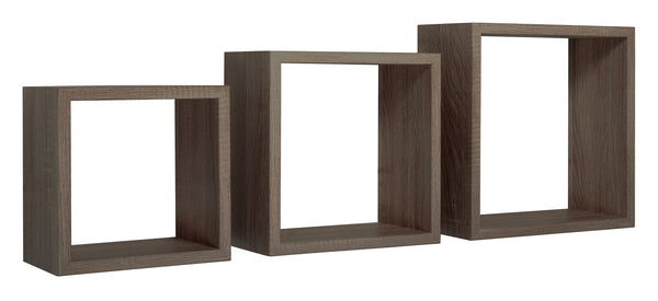 Set 3 Mensole da Parete Cubo in Fibra di Legno Incubo Noce prezzo