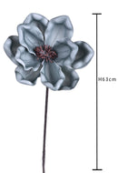 Set 3 Fiori Artificiali di Magnolia Altezza 63 cm Blu