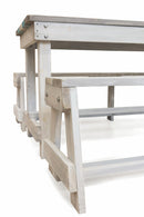 Set Birreria da Giardino Tavolo e 2 Panche in Legno Soriani Bianco