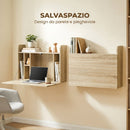 Scrivania da Parete Pieghevole 77x20x51 cm con Ripiani Salvaspazio in Pannello di Particelle      