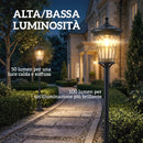 Set 2 Lampioni Solari da Giardino Ø235x186 cm Lampada 2 Modalità 50-100 LM in Acciaio Inox Nero      