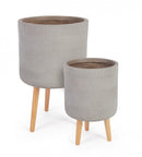 Set 2 Vasi Rigo Treppiede Beige