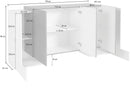 Credenza 2 + 3 Ante 170x45x85 cm Pillon Bianco Lucido