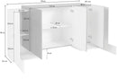 Credenza 2 + 3 Ante 170x45x85 cm Pillon Bianco Lucido e Ardesia