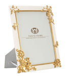 Cornice Flosh 25,8x2x30,5 cm in Poliresina e Vetro Crema e Oro