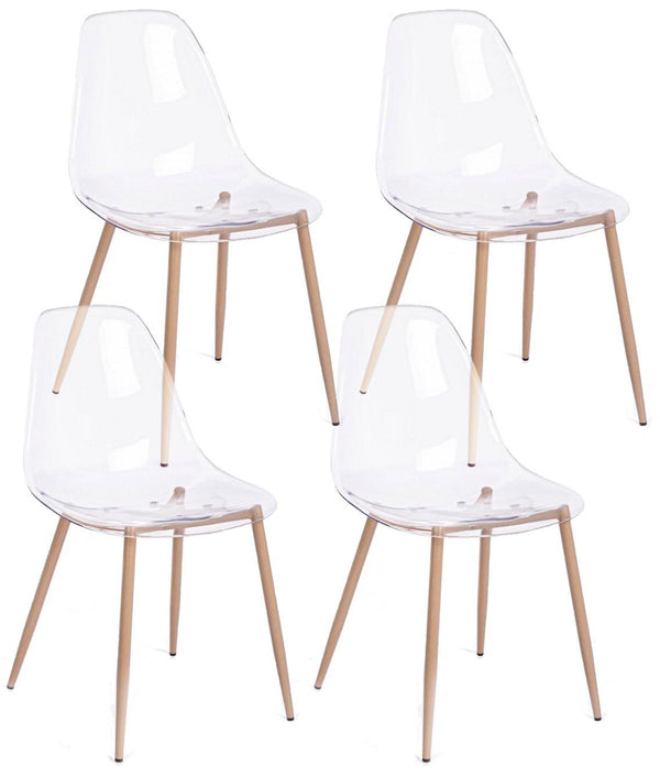sconto Lot de 4 Chaises 53x46x82 cm en Polycarbonate Transparent
