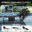 Set 2 Lettini Prendisole da Giardino 57x200x38 cm Pieghevoli e Reclinabili su 5 Livelli con Cuscini in Texteline Nero      