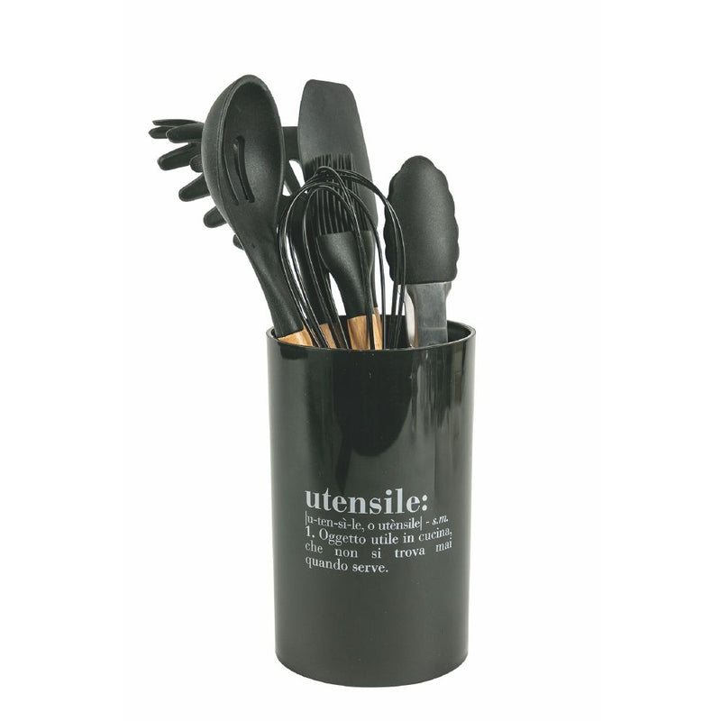 Set Utensili da Cucina 8 Pezzi  in Silicone e Legno VdE Tivoli 1996 Nero