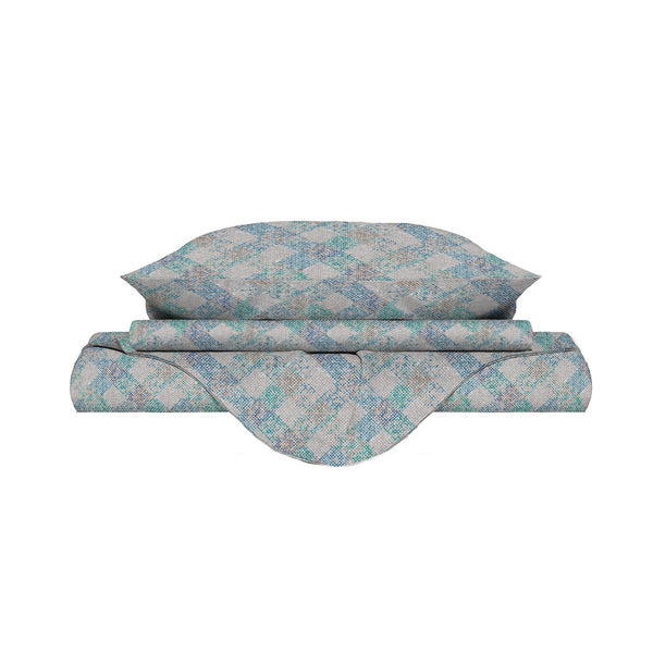 sconto Copripiumino Matrimoniale con Stampa su Sacco e Federe in Cotone Athena Eva Blu