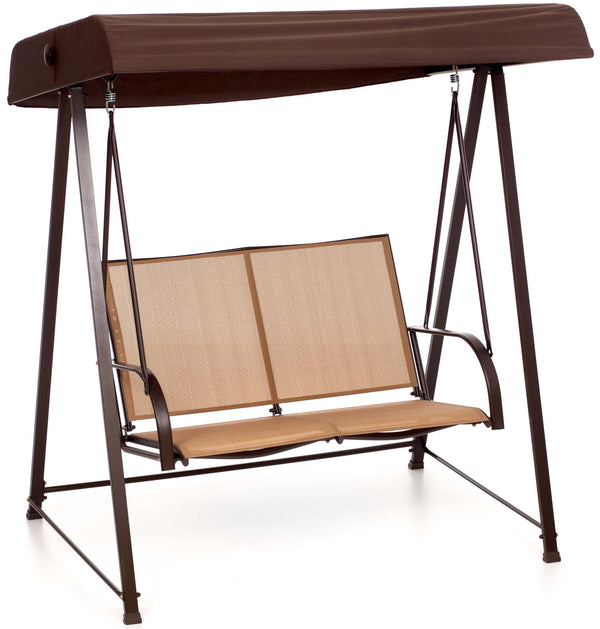 online Balançoire de jardin 2 places en fer avec toit Sand Dune Ecru