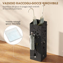 Portaombrelli Moderno Gatto 15,5x15,5x49 cm con Raccogligocce e Ganci in Metallo Nero      