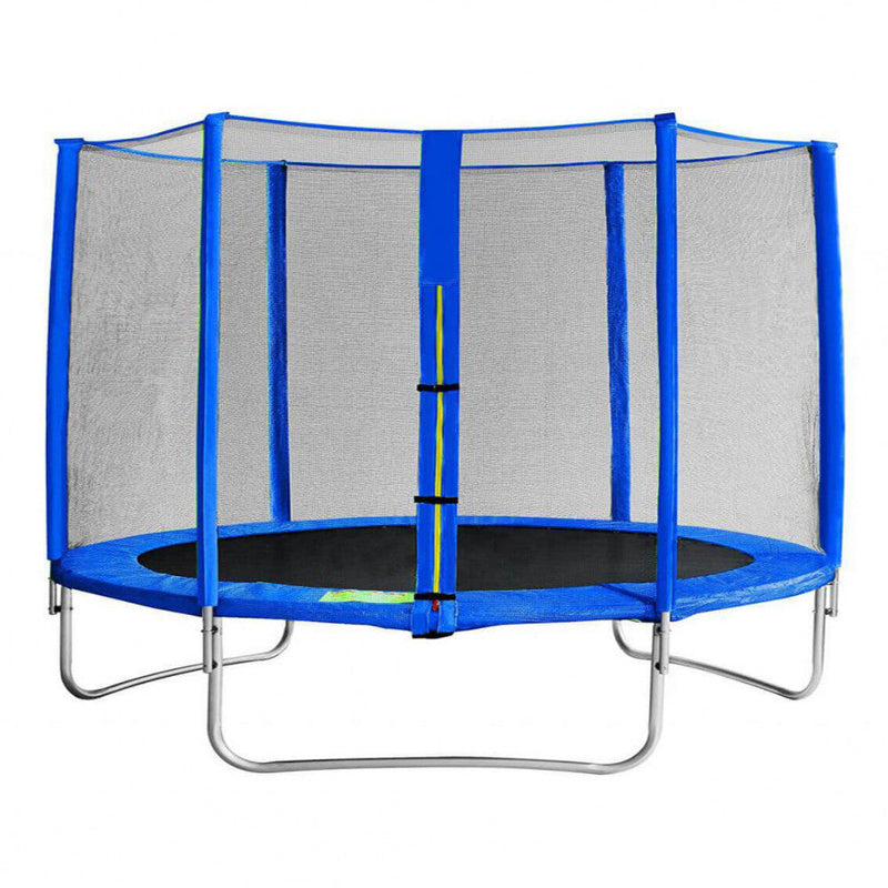 Trampolino Elastico con Rete Ø366x89/269 h cm in Plastica Blu