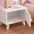 Comodino per Bambini 3-8 Anni 34x31x25 cm con Vano Contenitore Gambe in Pino e Maniglia a Nuvola in Truciolato Bianco      