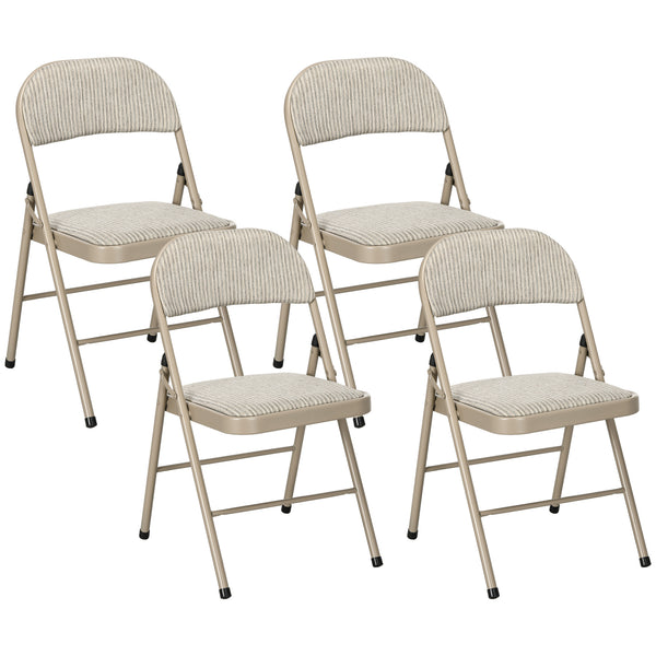 Set 4 Sedie Pieghevoli 45x46x78 cm con Seduta Imbottita in Poliestere e Acciaio Beige sconto