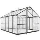 Serra per Orto 304x247x205 cm con Porta a Battente e 2 Finestre Regolabili in PC e Alluminio Nero      